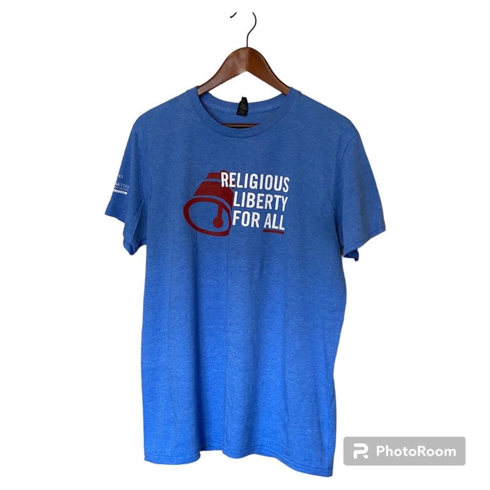 Religious Liberty For All Blue S/S T-Shirt Men's Size L Baptist Joint Committee